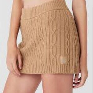 NWT Alo Yoga Cable Knit Winter Bliss Mini Skirt in the color Toasted Almond